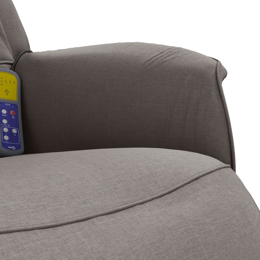 Vidaxl Reclining Massage Chair with Footrest, Taupe, Fabric Upholstered