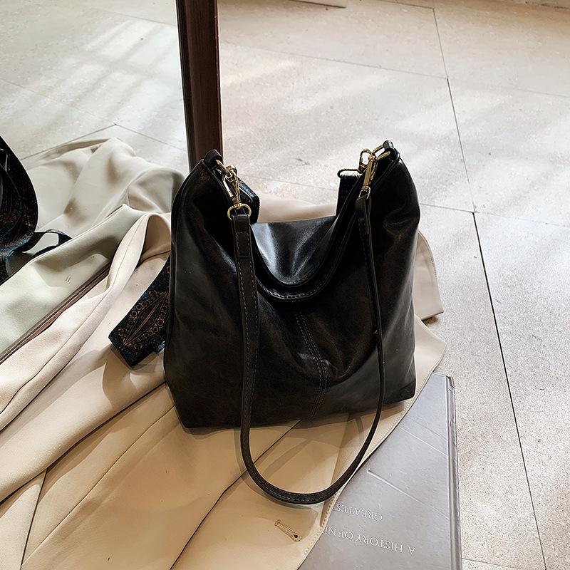 

Мягкая сумка из искусственной кожи, женская сумка через плечо, сумка-тоут на одно плечо, женская сумка через плечо большой вместимости чёрный