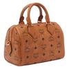 MCM Ella Silberfarbene Metallbeschläge Boston Tasche Schulter Crossbody Damen Handtaschen Cognac MWBFAEA03CO001