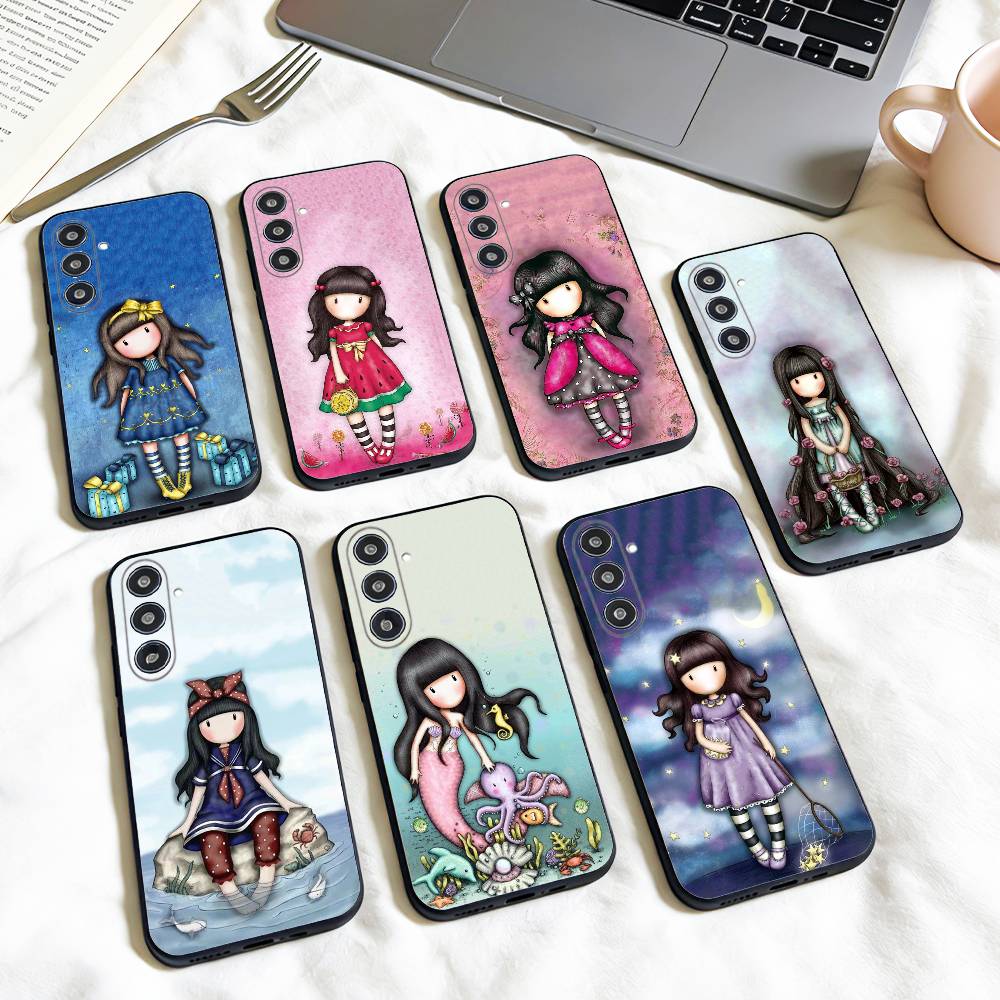 L-Lovely S-Santoro G-Gorjuss Series Phone Case For Samsung Galaxy A73,A72,A71,A70,A53,A52,A51,Others Soft Black Shell