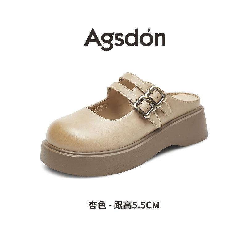 Augustine Baotou Slippers New Autumn Platform Half-tow Mary Jane Single Shoes