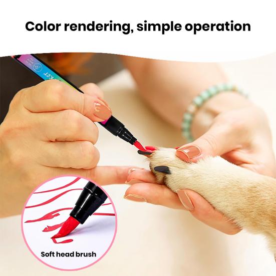 Yousheng 12 Colors Pet Nail Art Pen Set Quick Dry Brush Fun Creative Pet Paw Nail Polish Pens DIY Pet Manicure Supplies for Puppy Cat Small