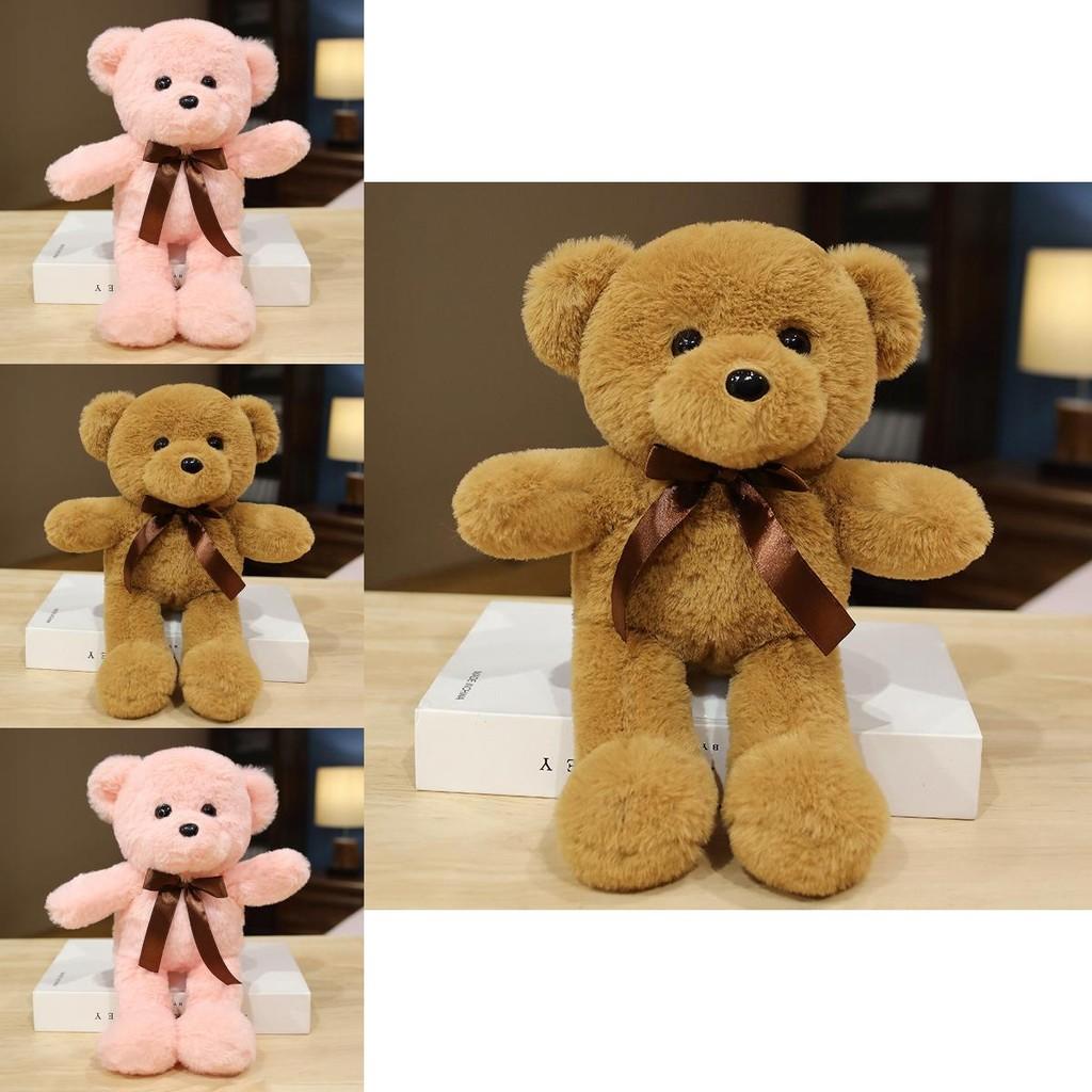 Plush Bear Wedding Gift With Rabbit Hair Ribbons For Celebration Decor