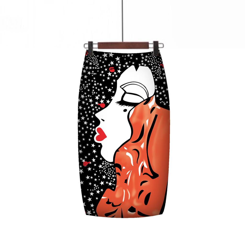 Digital Print Mid-Length Women's Skirt - Chic and Trendy