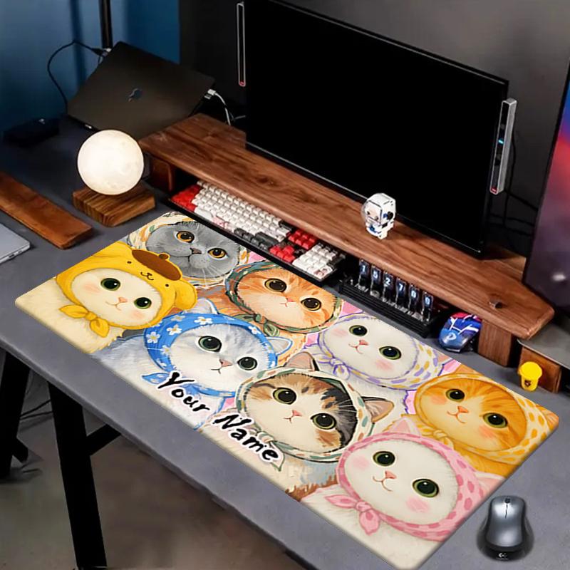 1PC Custom Name Cats Costumes Parade Mouse Pad, Keyboard and Mouse Desk Pad, for Computer Notebook Birthday Gift For Any Room Or Office