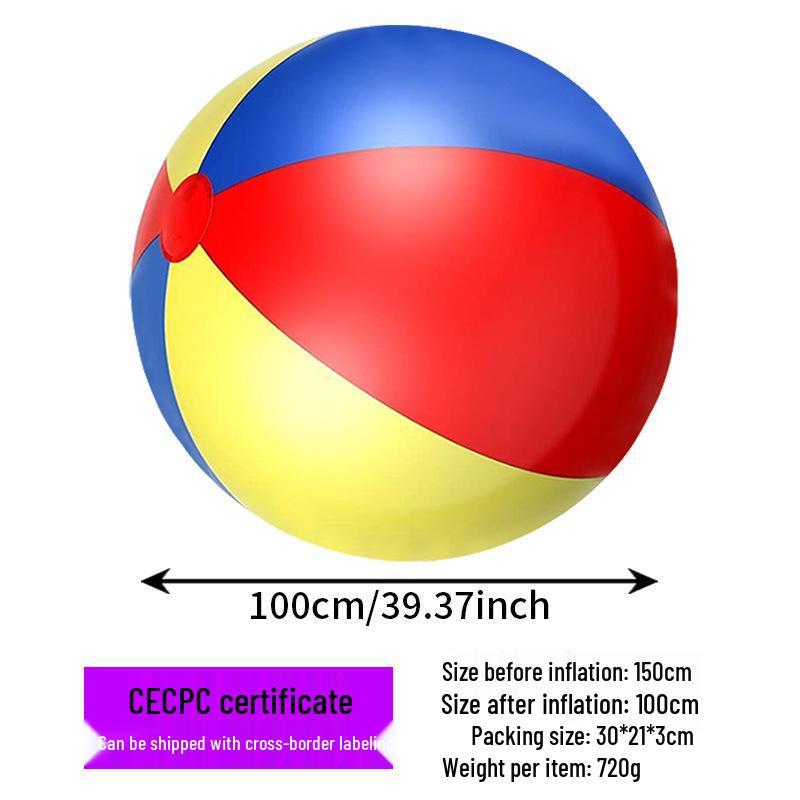 Large Inflatable Three-Color Beach Ball for Outdoor Fun and School Sports Activities