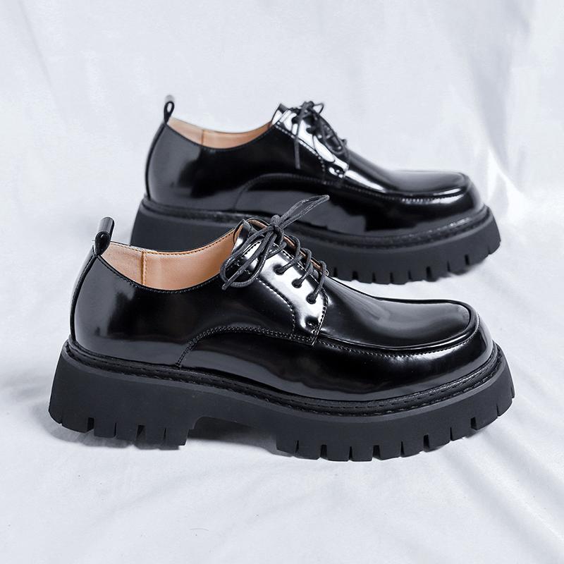 

Обувь с большой головой однотонная обувь для мужчин повседневная шнуровка толстая подошва противоскользящая рабочая обувь классическая деловая противоскользящая износостойкая обувь 44 чёрный