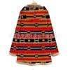 Hooded Jacket Women Plus Size Loose Long Coat Warm Fleece Retro Printed Outwear Pockets