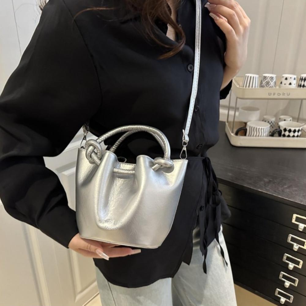 Korean Leather Bucket Bag Small Women’s Handbag Fashion Single Shoulder Bag  Female