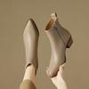 Pointed-toe Shoes, Women's Shoes, Short Boots, New Mid-heel Slimming, Versatile Boots, Soft Leather Single Boots