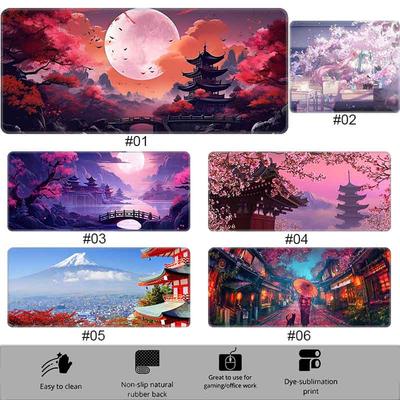 Tappetini per Mouse da Gioco HD Grandi Paesaggi di Sakura Tappetino Mouse Luna Tappetini Grandi per Scrivania Tappetino Mouse in Gomma Antiscivolo Tappetini Grandi XXL per Tavolo Tastiera