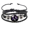 12 Constellations Multi-layer Woven Luminous Punk Cowhide Starry Sky Bracelet Jewelry, Unisex, Popular Couple Hand Rope