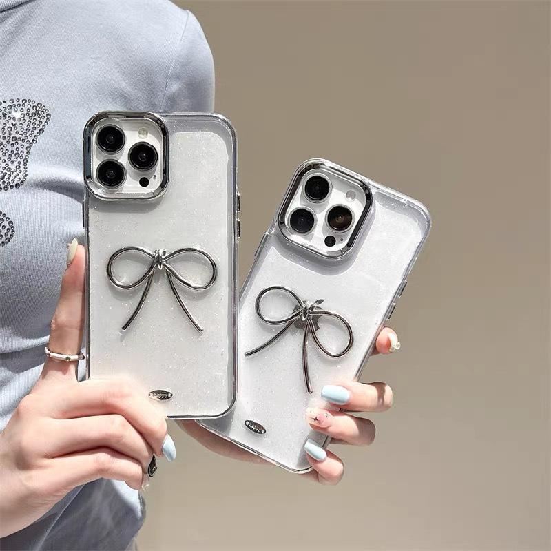 For Apple 17promax Epoxy for IPhone15plus Mobile Phone Case 14 Bow Transparent Light Luxury Women's New Model