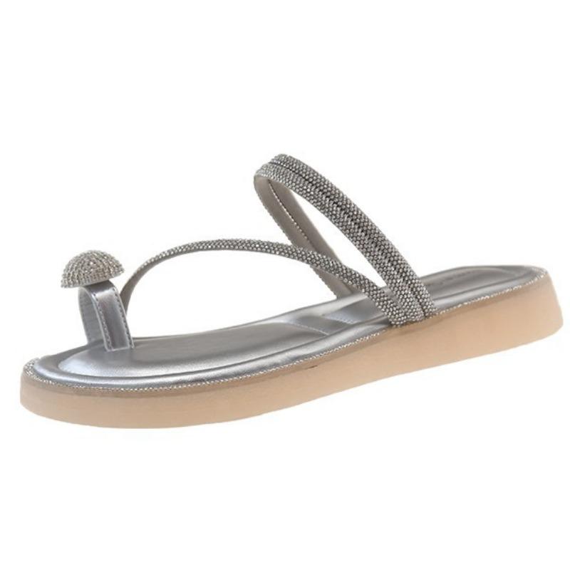 Platform slippers women's summer wear new fashion rhinestone cover toes two wear beach sandals