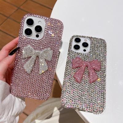 Custodia Tridimensionale con Fiocco e Strass per Cellulare per iPhone 17 Promax Colore Lucido per iPhone 16 Custodia Protettiva Lusso