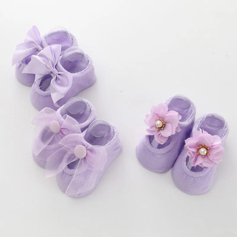 3Pair/lot New Baby Socks Lace Flower Bow Girls' Baby Socks