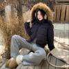 New Winter Hooded Cotton Jacket and Cotton Jacket To Make You Look Slim Korean Style Simple Large Fur Collar Short Jacket for Women