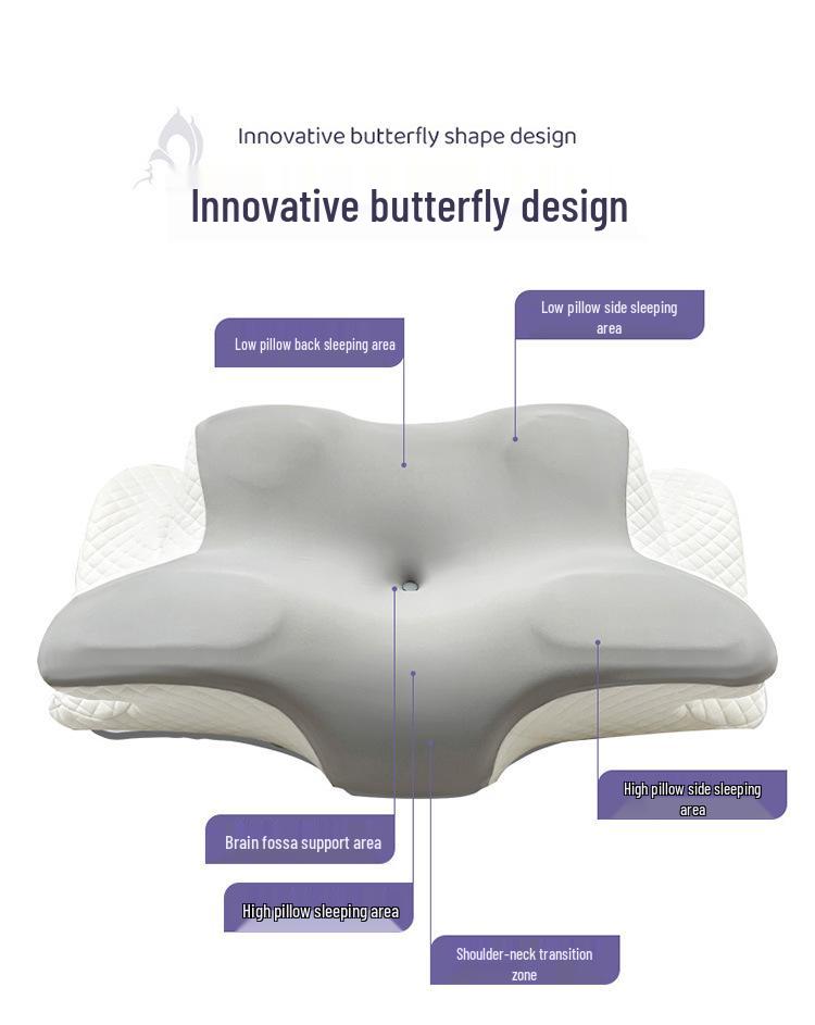 Poduszka na kark z pianki memory w kształcie motyla - Ergonomiczna poduszka wspierająca odcinek szyjny