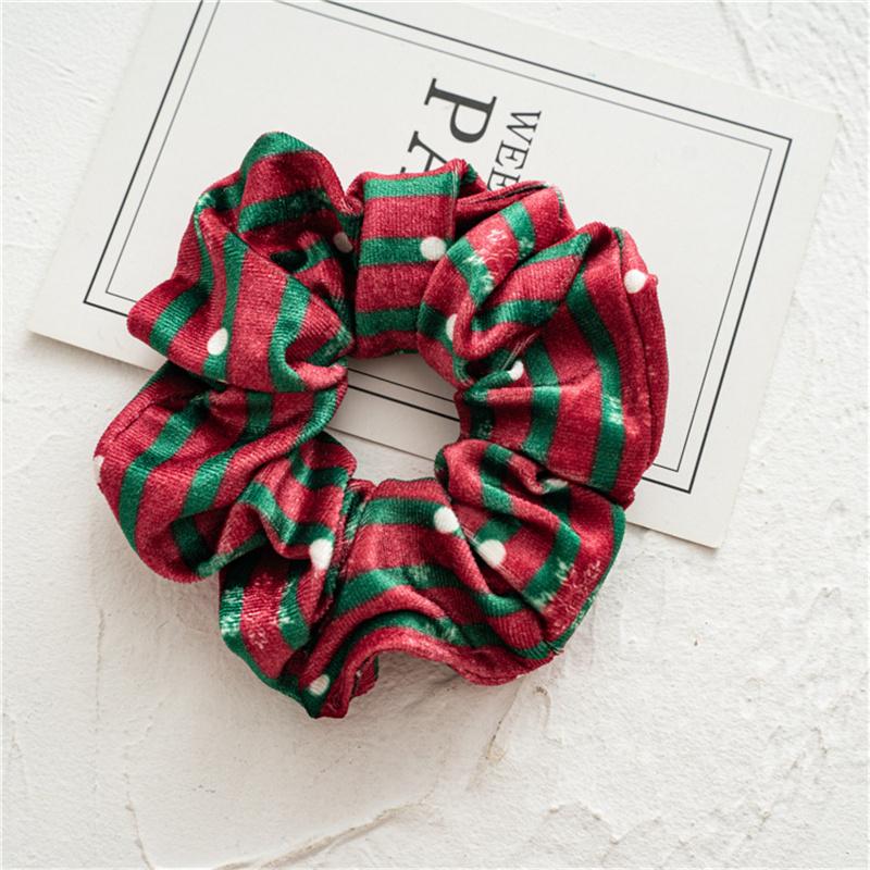 30pcs  Women Hair Scrunchies Christmas Print Corduroy Cloth Hairbands Lady Girls Ponytail Hair Ties Accessories