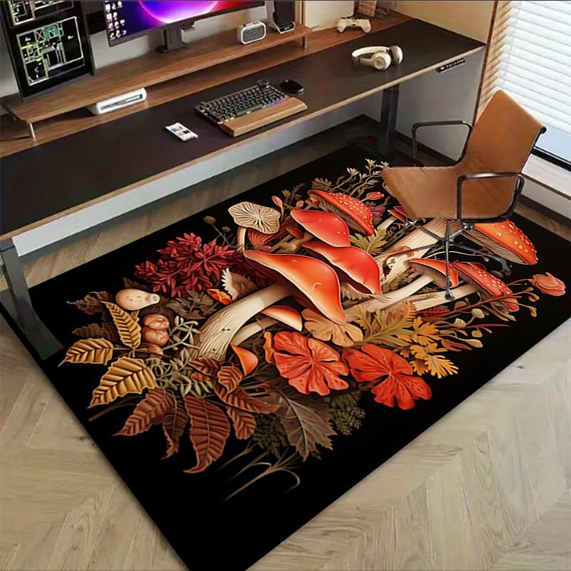 1pc Mushroom Artwork Carpet Anti Slip Polyester Floor Mat for office,Bedroom