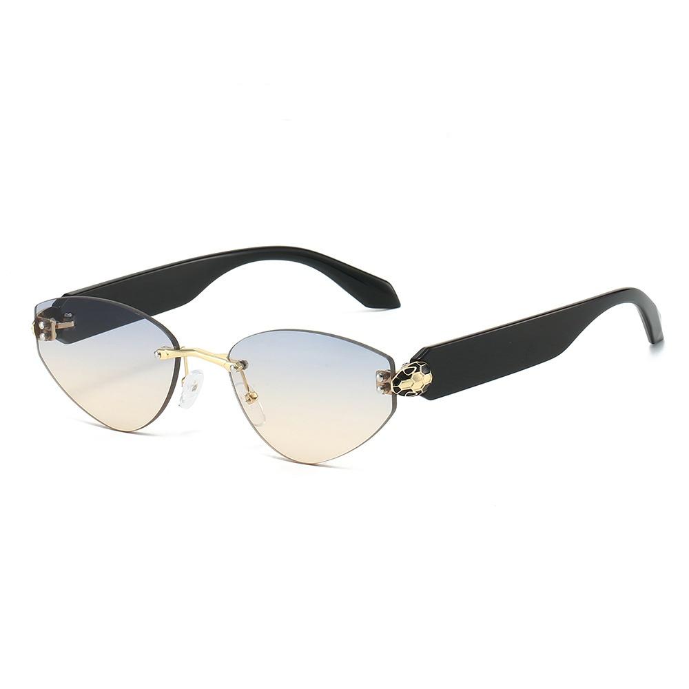 

New Luxury Frameless Gradient Oval Women Sun Glasses Y2K Personality Bead Inlay Design All Match Trendy Men Sun Glasses UV400 as picture
