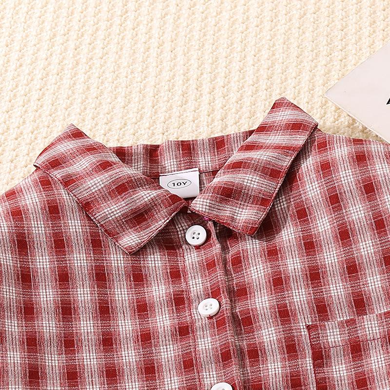 8-12J Mädchenbekleidung Kinder Frühling/Herbst Neuer Stil V-Ausschnitt Langarm Oberteil + Lässige Hose