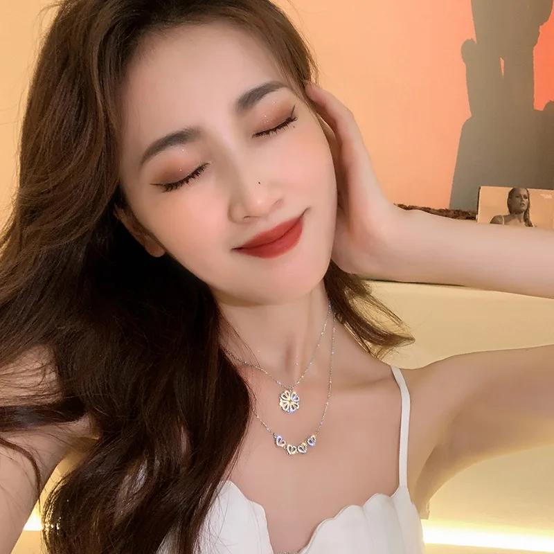 Fashion Creative Gifts 2 In 1 Romantic Lucky Four Leaf Clover Necklaces Versatile Magnetic Necklace Banquet Jewelry Accessories