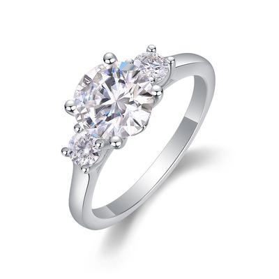 S925 Silver Ring 2 Carat Moissanite Closed Ring