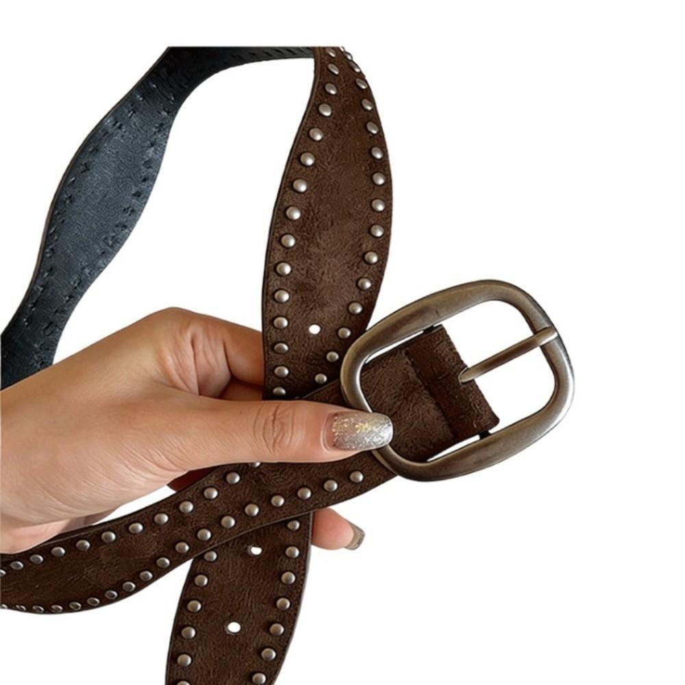 Pin Buckle Double-Row Rivet Belt Retro Vintage Belt Y2K Style Waist Belt  Dating