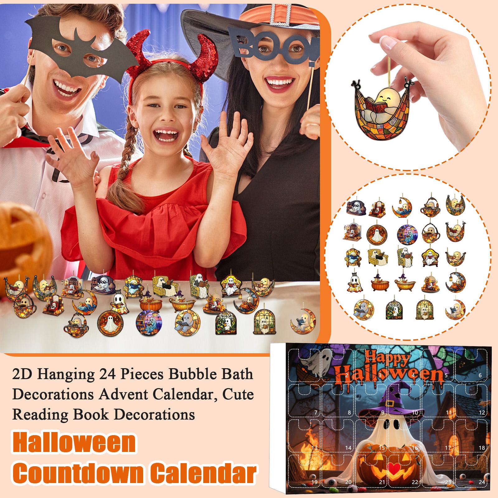 

Halloween Countdown Calendar,Hanging 24 Pieces Bubble Bath Decorations Advent Calendar, Cute Reading Book Decorations For Party Holiday Decorations One Size