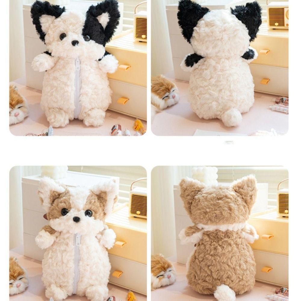 Soft Puppy Pencil Case Plush Toy Stationery Organizer Corgi Dog Pen Bag School Student Gift