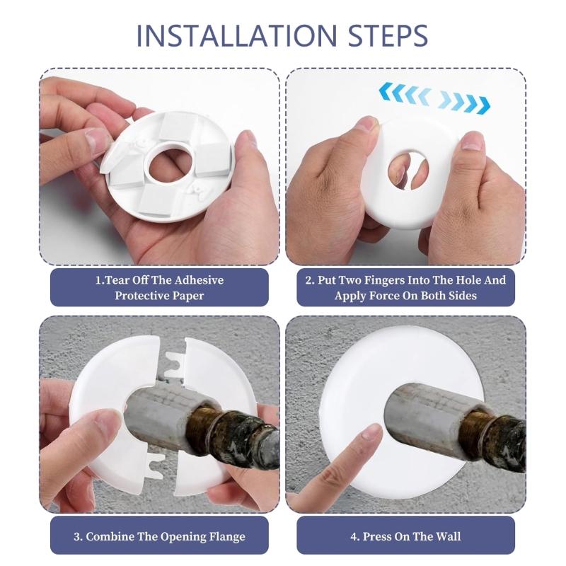 Attaches Wall Defense Caps Set Of 4 No Tool Required ABS Plastic Pipe Cover Plates with Strong Adhesive for Home Use