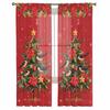 Christmas Winter Plants Flowers Sheer Curtains for Living Room Decoration Window Curtains Kitchen Tulle Voile Curtains