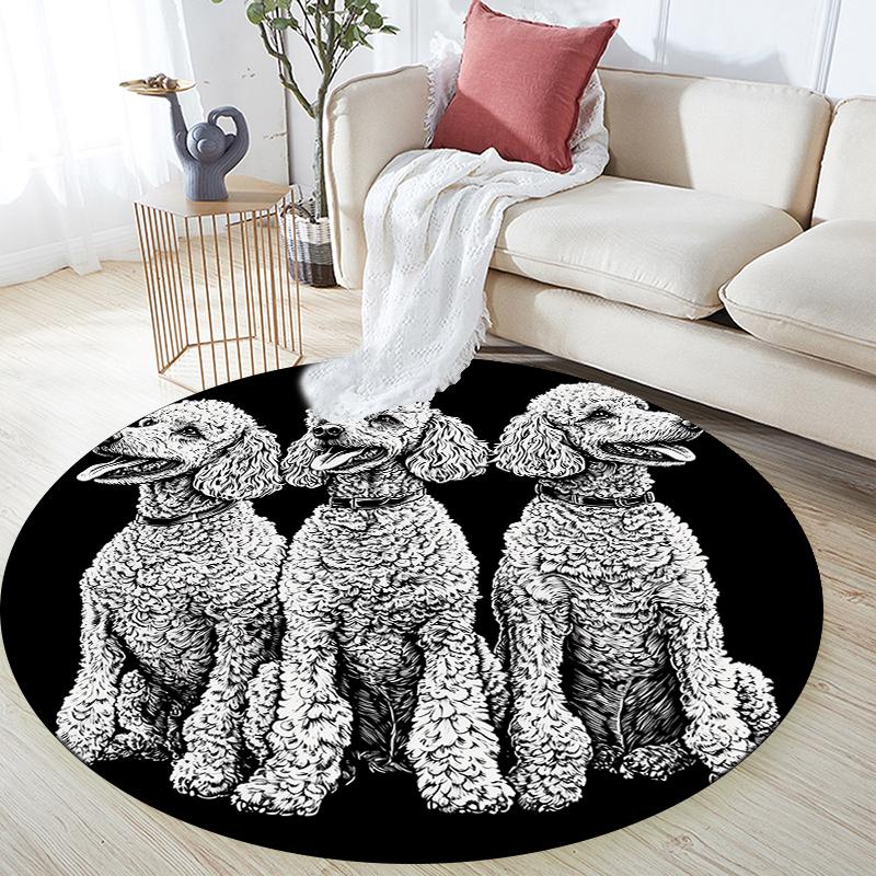 Black Teddy Dog pattern round rug,Carpet Rug for Living Room Bedroom  Playroom ,Non-slip Floor Mat,Holiday Gifts and Birthday Gifts.