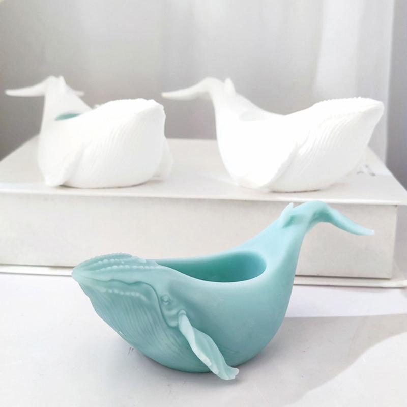 Silicone Candle Holder Molds Whale Shape Candle Cup Molds Silicone Craft Molds Candlestick Molds for Hand-Making Craft