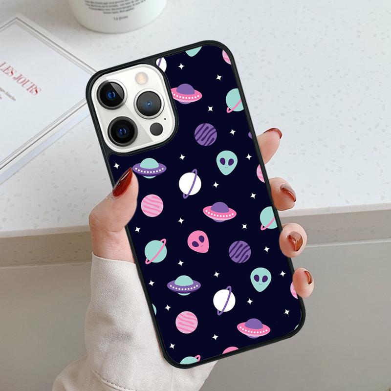 Sky Aliens UFO Astronauts Lovely Phone Case For iPhone 17 Air 11 12 13 14 15 16 Pro Max Cover For iPhone 17 Air Max Plus