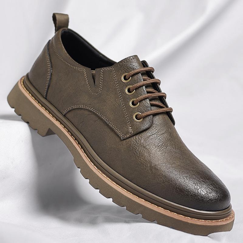 FashionCow Leather Platform Shoes for Men Spring Autumn New Designer British Style Retro Loafers Male Fashion Casual Work Shoes Man