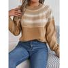 Women's Autumn-winter Vintage Color Contrast Striped Long-sleeved Pullover Sweater