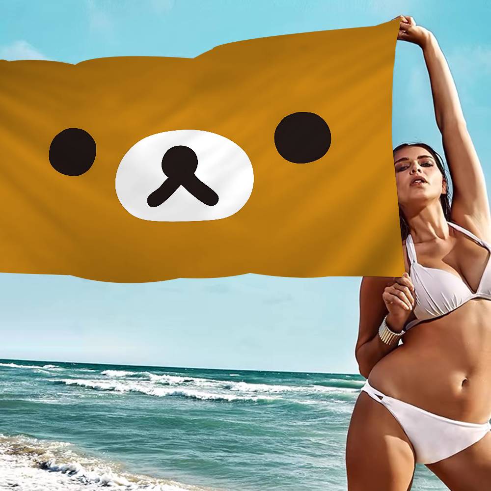 Kawaii Rilakkuma Bär Mikrofaser Decke Schnelltrocknende Strandtücher Übergröße Druck Super Saugfähige Pooltuch Decke