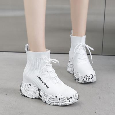 Women's Casual Sneakers Knitted Mesh Breathable Platform Shoes Street Trend Comfortable Socks Boots