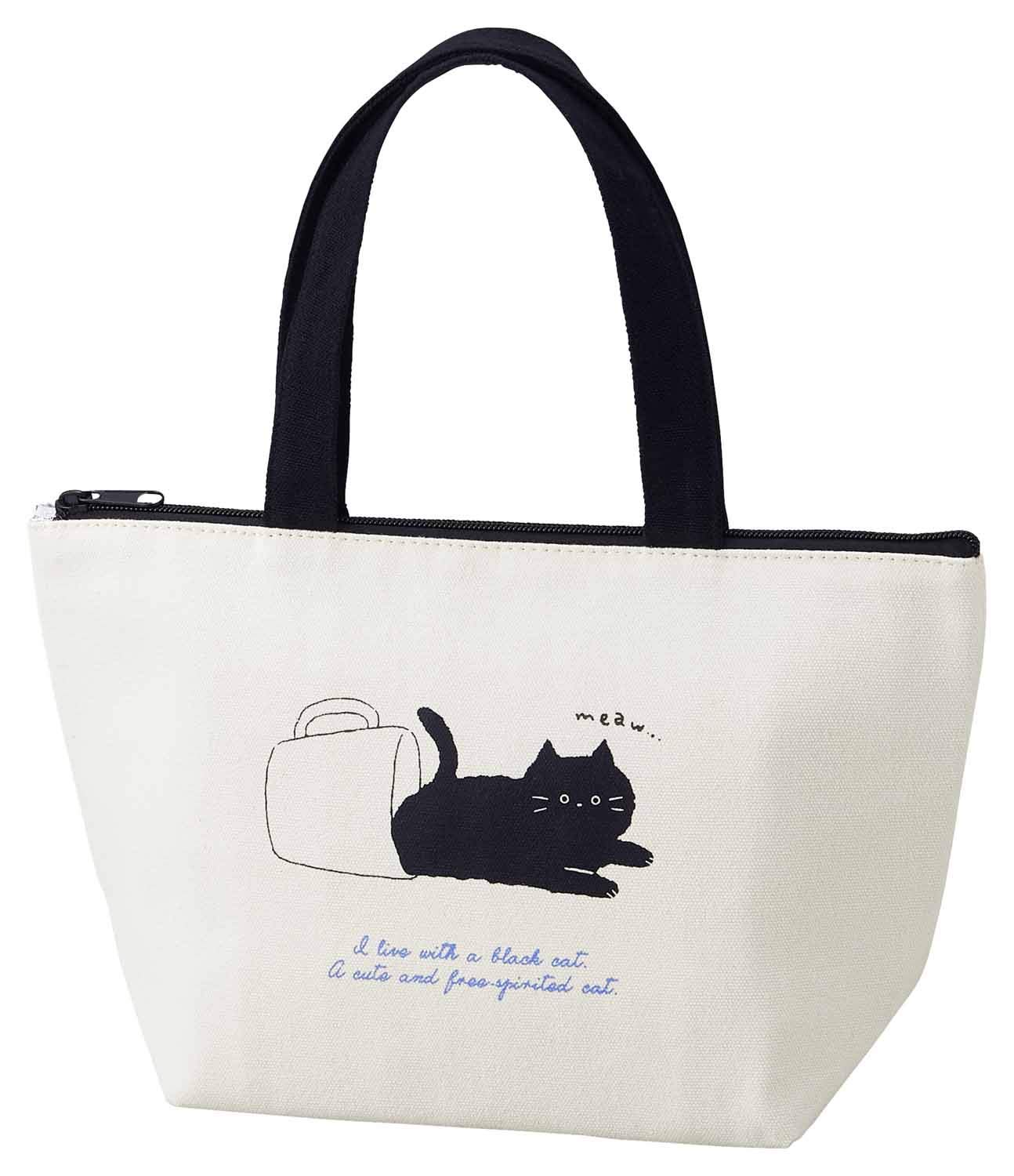 

OSK Lunch Box Lunch Tote Bag Black Cat 31x19x Застібка-блискавка, що утримує глибину, для більшого збереження холоду [прибл.. 10,5см/Холодний ефект/З ефектом] ТБ-14 чорний