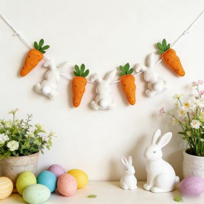 2026 Easter Bunny Carrot Hanging Banner 2D Plastic Garland For Easter Home Front Door Porch Classic Holiday Decor