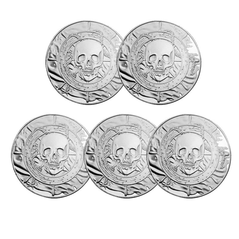 Skull Pirate Challenge Coin Golden Silver Treasure Game Prop Art Commemorative Coin Collection Gifts Adults Antique Imitation