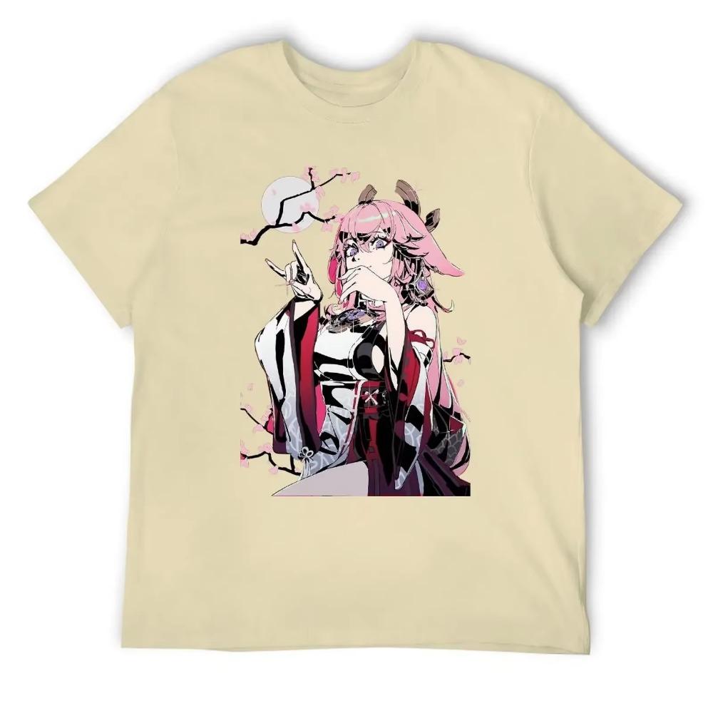 Yae Miko Photographic Print For Sale T-shirts Graphic Cool T-shirt Round Neck Motion  Humor Graphic Home USA Size