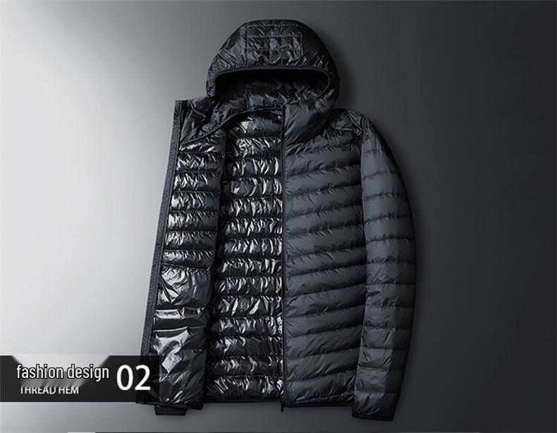 Men's Hooded Lightweight Down Jacket - 2025 Autumn/Winter White Duck Down