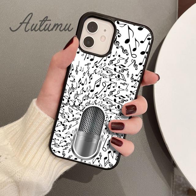 Cool Music Microphone Phone Case for iPhone 11 12 13 14 Pro Max Mini X XR XS SE 2020 6 7 8 Plus Samsung Galaxy S21 S22 Shell