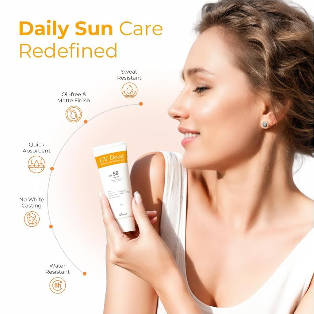 UV Doux Silicone Sunscreen Gel SPF 50 PA+++|India’s No.1 Dermatologist Recommended Brand|Invitro,In-Vivo Tested|UVA/UVB Protection, Benzene Free|