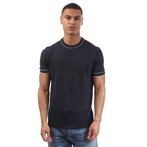 Boss Mens H-Jiovanni Tipped Short-Sleeved Sweater Top