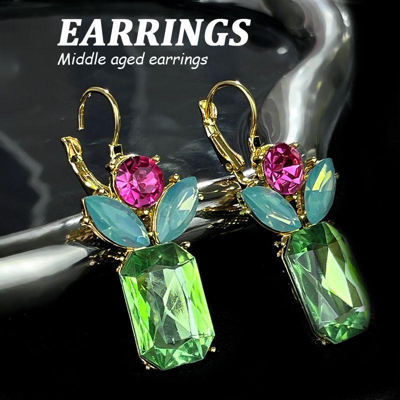 Boucles d'oreilles pendantes Zircon Fleur Colorée pour Femmes, Boucles d'oreilles pendantes Statement pour Fête & Usage Quotidien