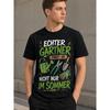 Men's Black Short Sleeve Crew Neck T-shirt with Gardening Tools Graphic Print, Soft Cotton Feel, Casual Fit for Outdoor Hobbyists and Garden Lovers